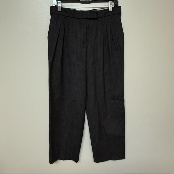 Chloe Vintage Womens Cropped Wide Leg Wool Trousers Anthracite Brown Tweed Sz 38 - Picture 1 of 8